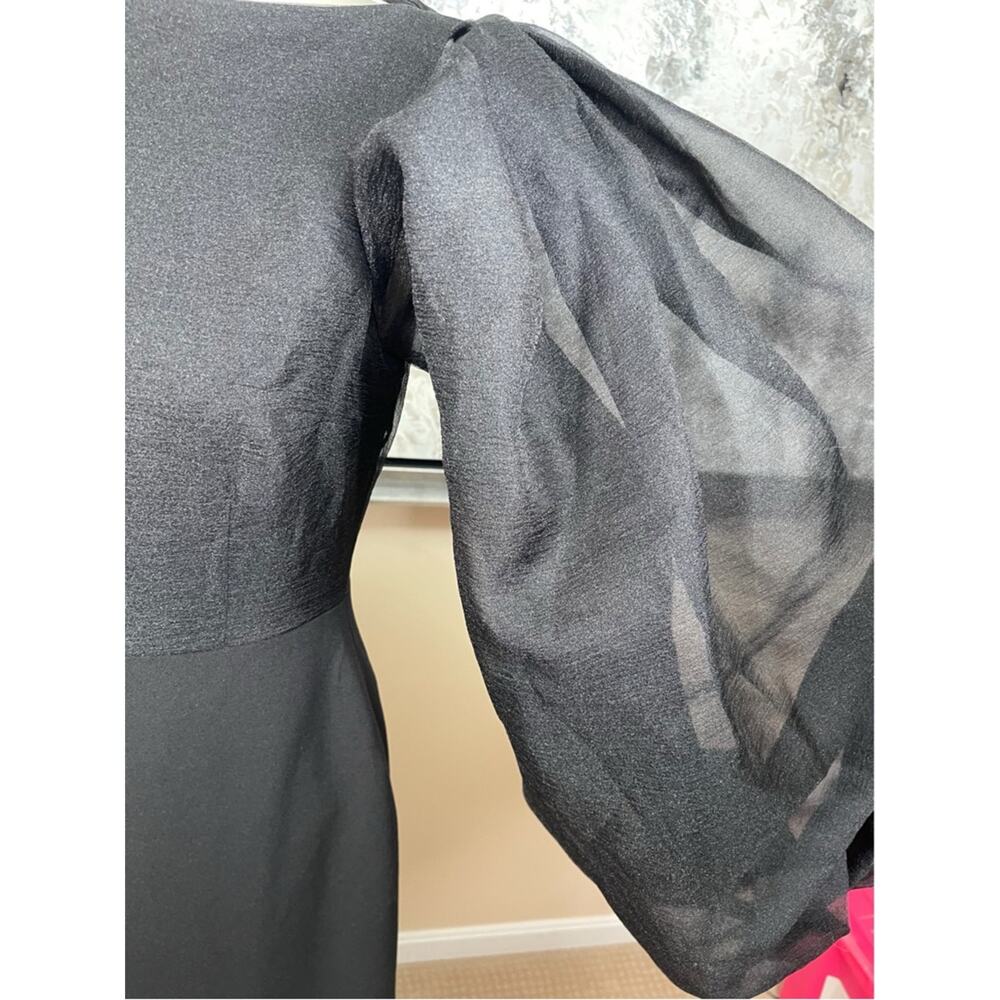 SOLACE LONDON Ziya Puff Sheer Balloon Sleeve Black Maxi Dress Size 2 - Picture 6 of 9